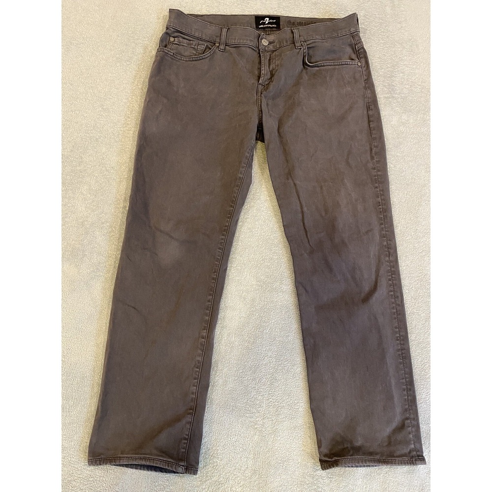 Mens 7 For All Mankind Jeans Luxe Performance The Straight Gray Pants 34